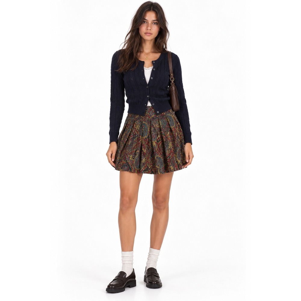 Vintage GAP Paisley Pleated Mini Skirt sz 11/12 Old Money Preppy Academia Luxury